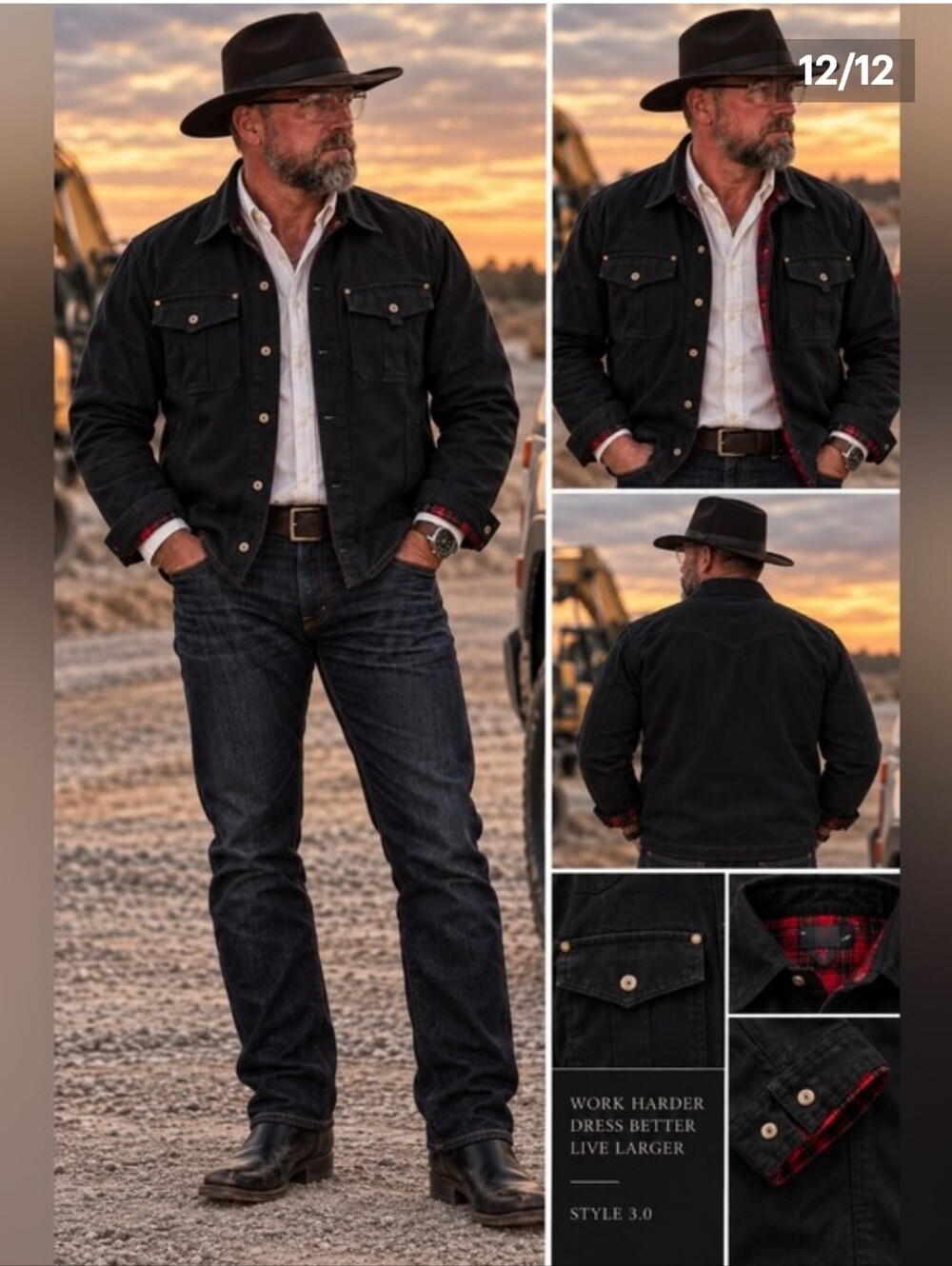 Men’s Black Faux Suede Shacket Shirt Jacket Plaid Lined XL Western Utility